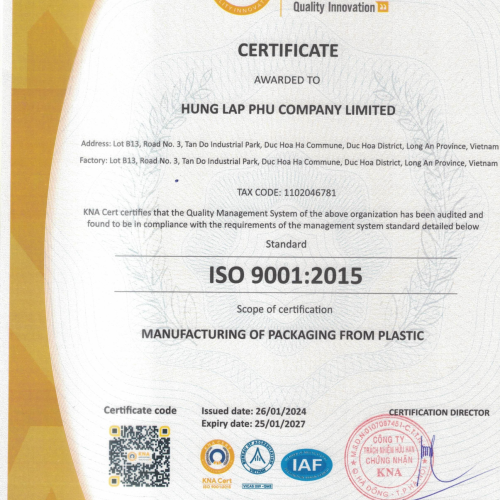 Chứng nhận ISO - Hưng Lập Phú